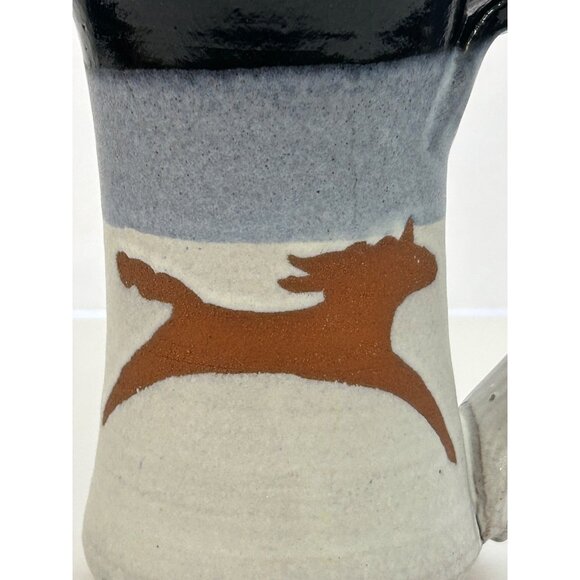 Pottery Mug Cup Black Glaze Brown Horse Motif Farmhouse Western Cottagecore Boho - Picture 11 of 12